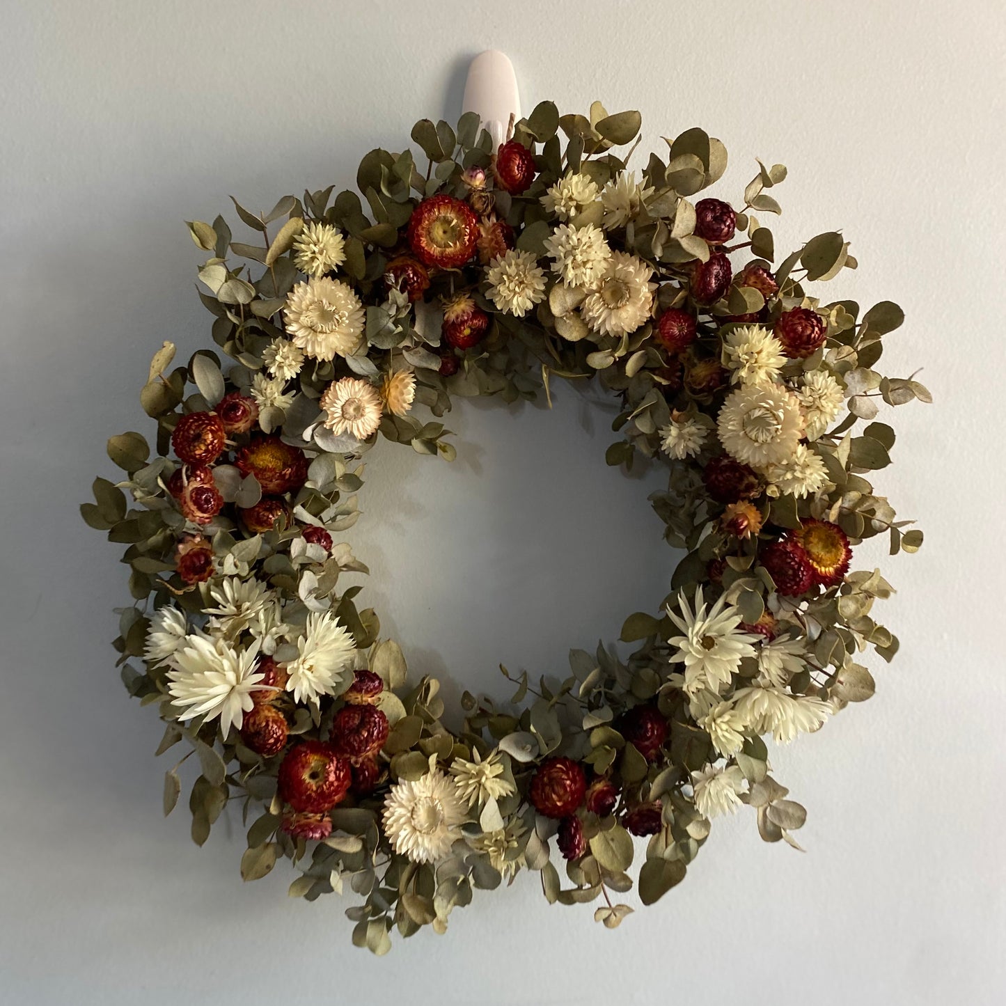 Everlasting Daisy Wreath - Medium, Red & White