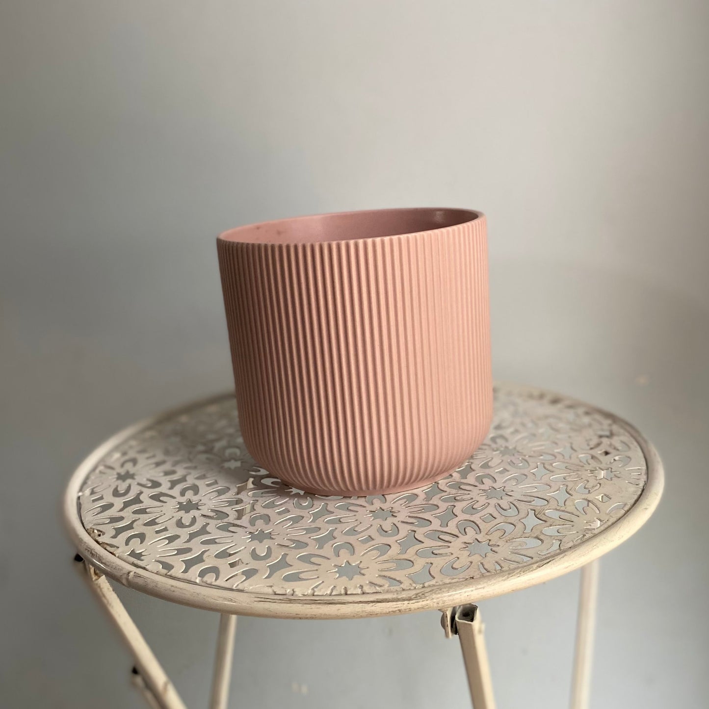 Pink Ribbed Vase