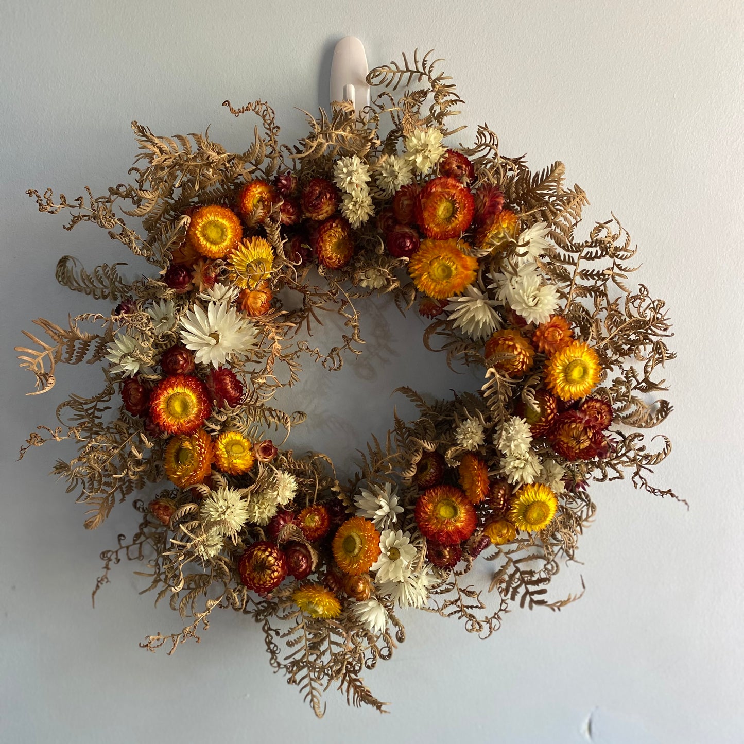 Everlasting Daisy Wreath - Medium - Red, Gold and White