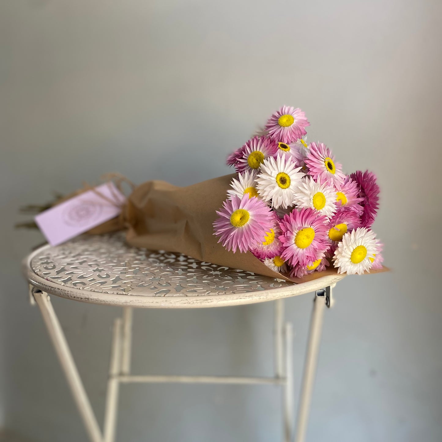 Pink and White Everlasting Daisy Bouquet