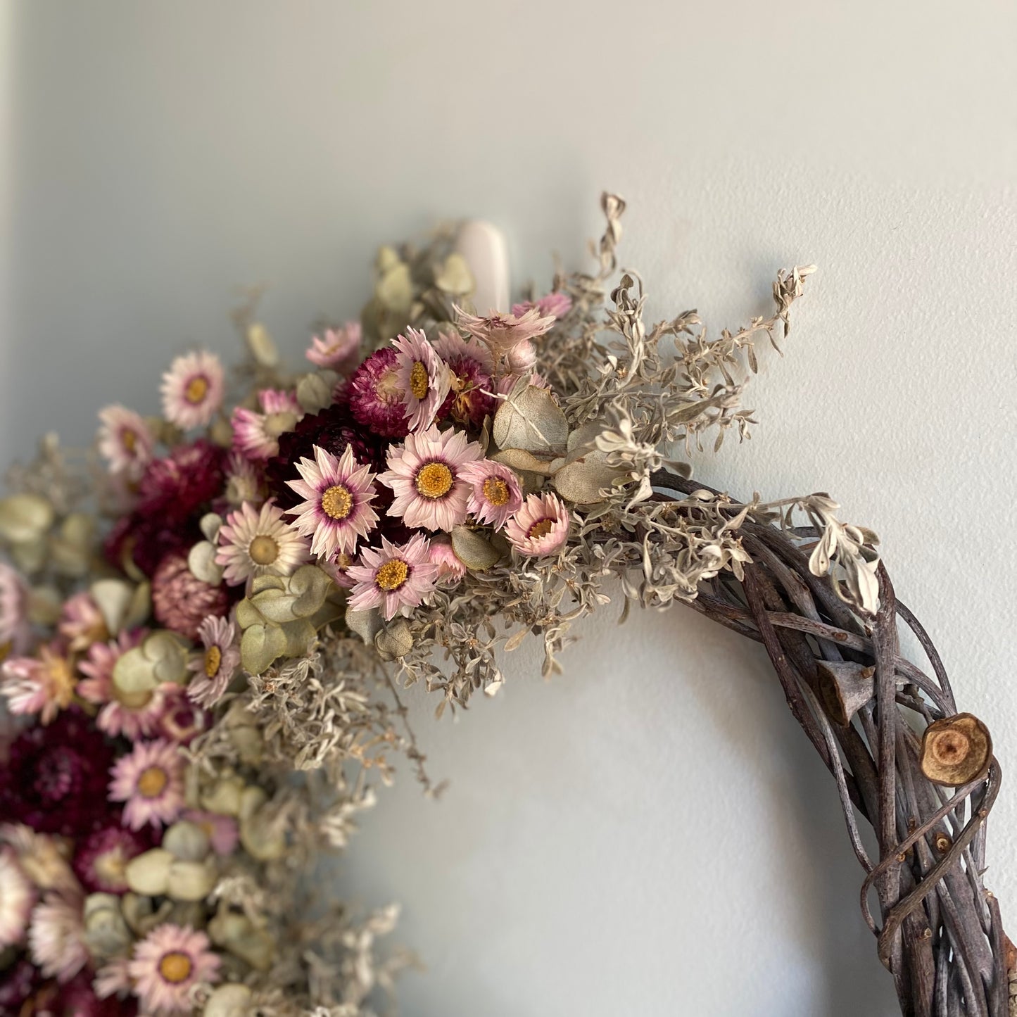 Everlasting Daisy Wreath: Dried Australian Wildflower Wreath - Medium - Pinks